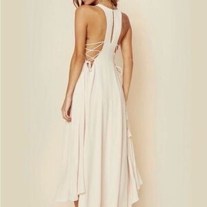 ASTR The Label Lace Up Victoria Maxi Dress M Ecru Bohemian Beach Hippie Vacation